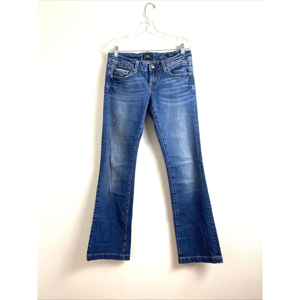 Rebock For Express Bootcut Blue Jeans 29 Embroidered Low Rise Western Long 33"